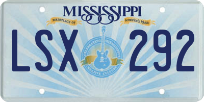 MS license plate LSX292