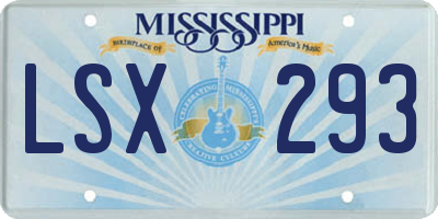 MS license plate LSX293