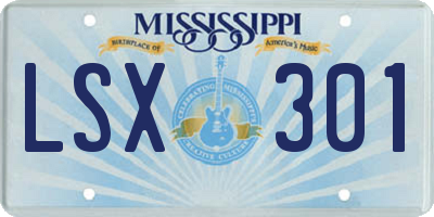 MS license plate LSX301