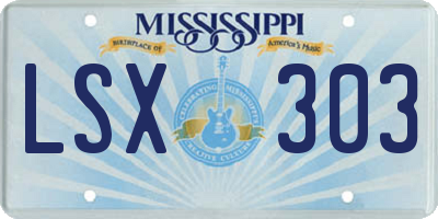 MS license plate LSX303