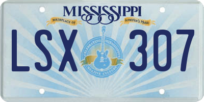 MS license plate LSX307