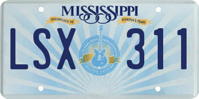 MS license plate LSX311