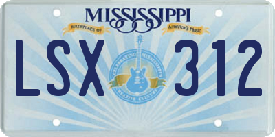 MS license plate LSX312