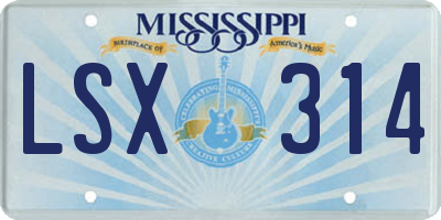 MS license plate LSX314