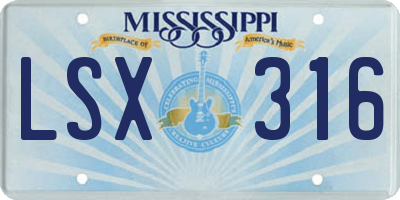 MS license plate LSX316