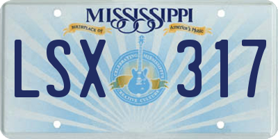 MS license plate LSX317