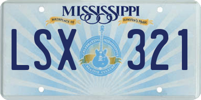 MS license plate LSX321
