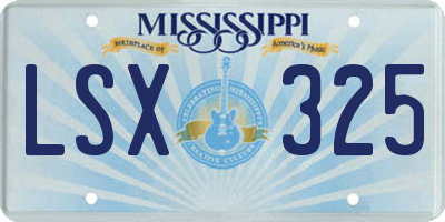MS license plate LSX325