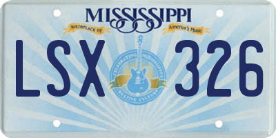 MS license plate LSX326