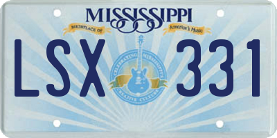 MS license plate LSX331