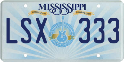 MS license plate LSX333
