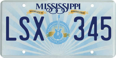 MS license plate LSX345