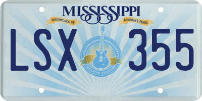 MS license plate LSX355