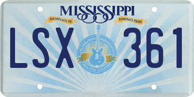 MS license plate LSX361
