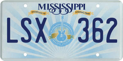 MS license plate LSX362
