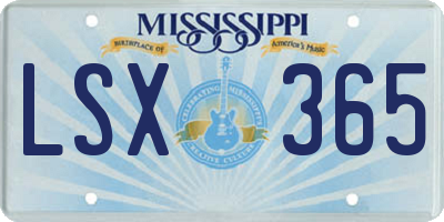 MS license plate LSX365