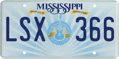 MS license plate LSX366