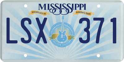 MS license plate LSX371