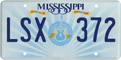 MS license plate LSX372