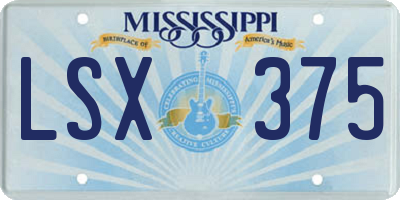MS license plate LSX375