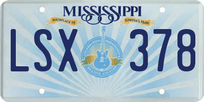 MS license plate LSX378