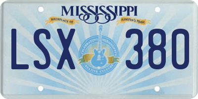 MS license plate LSX380
