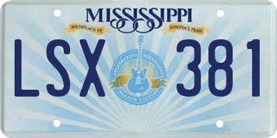 MS license plate LSX381