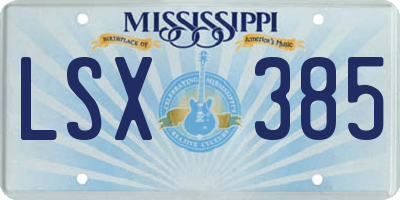 MS license plate LSX385