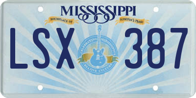 MS license plate LSX387
