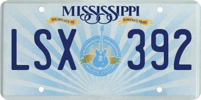 MS license plate LSX392