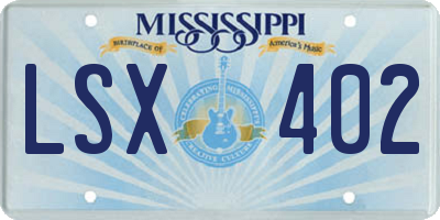 MS license plate LSX402