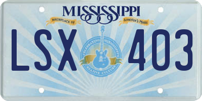 MS license plate LSX403