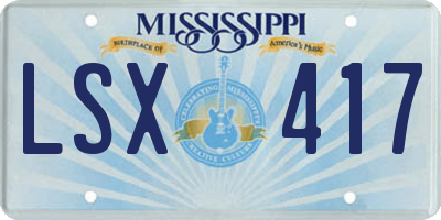 MS license plate LSX417