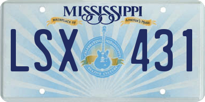 MS license plate LSX431