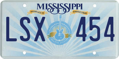 MS license plate LSX454