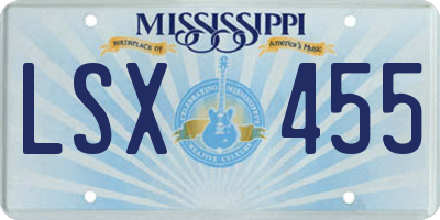 MS license plate LSX455