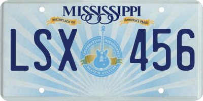 MS license plate LSX456
