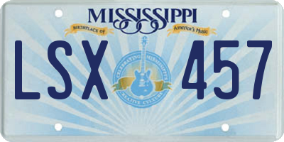 MS license plate LSX457