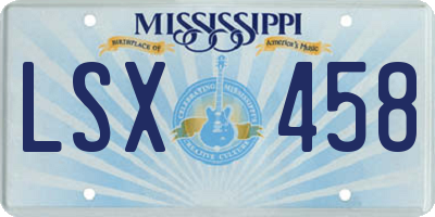MS license plate LSX458