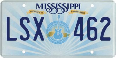 MS license plate LSX462