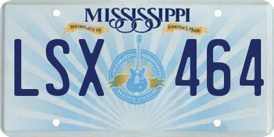 MS license plate LSX464