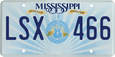 MS license plate LSX466