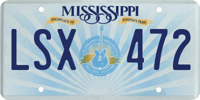 MS license plate LSX472