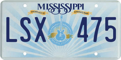 MS license plate LSX475