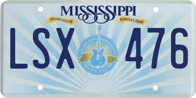 MS license plate LSX476