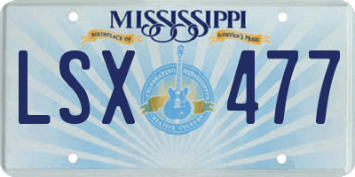 MS license plate LSX477
