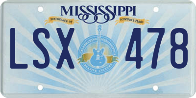 MS license plate LSX478