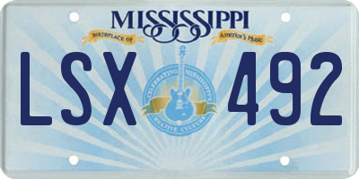 MS license plate LSX492