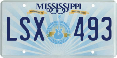 MS license plate LSX493