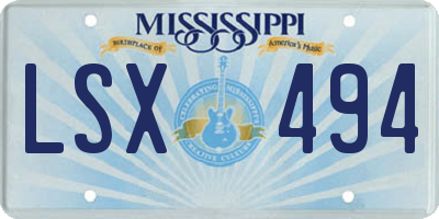 MS license plate LSX494